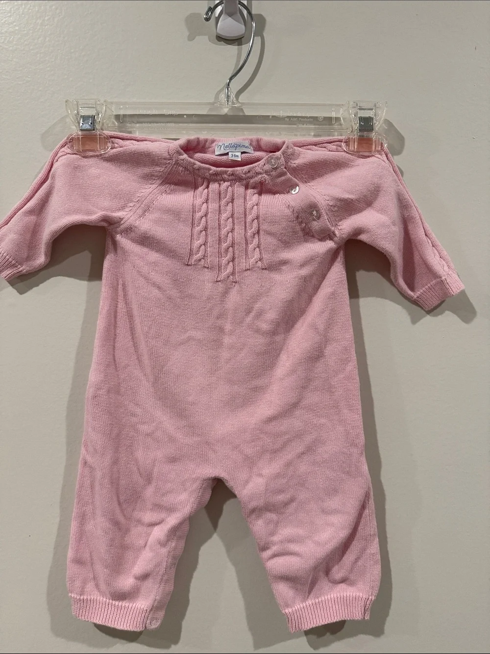 Nellapima Pink Knit Baby One-Piece Romper